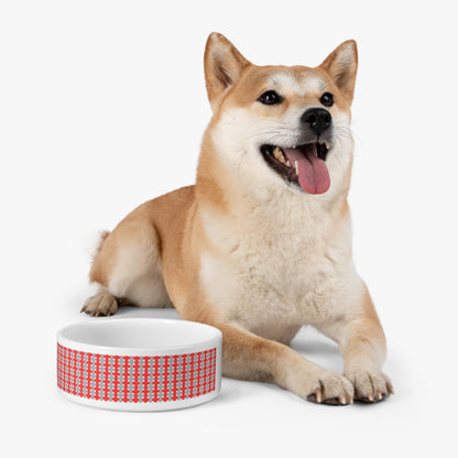 Highland Red Plaid Pet Bowl — Ceramic Dog & Cat Food Water Dish