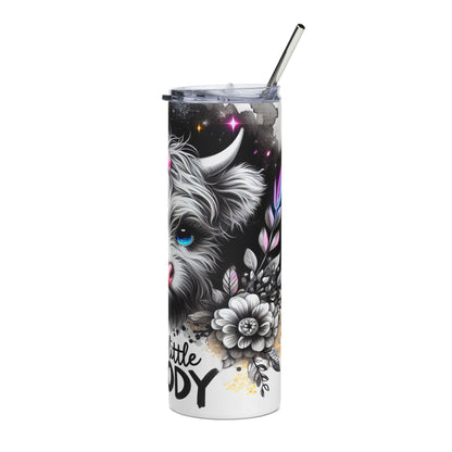 Just a Little Moody Highland Cow 20oz Steel Tumbler with Lid and Straw