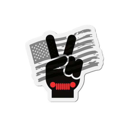 Jeep Wave Peace Sign Patriotic Peace Sign Die-Cut Magnet - USA Flag Gift, Home Decor, Independence Day, Political Support, Fridge Magnet