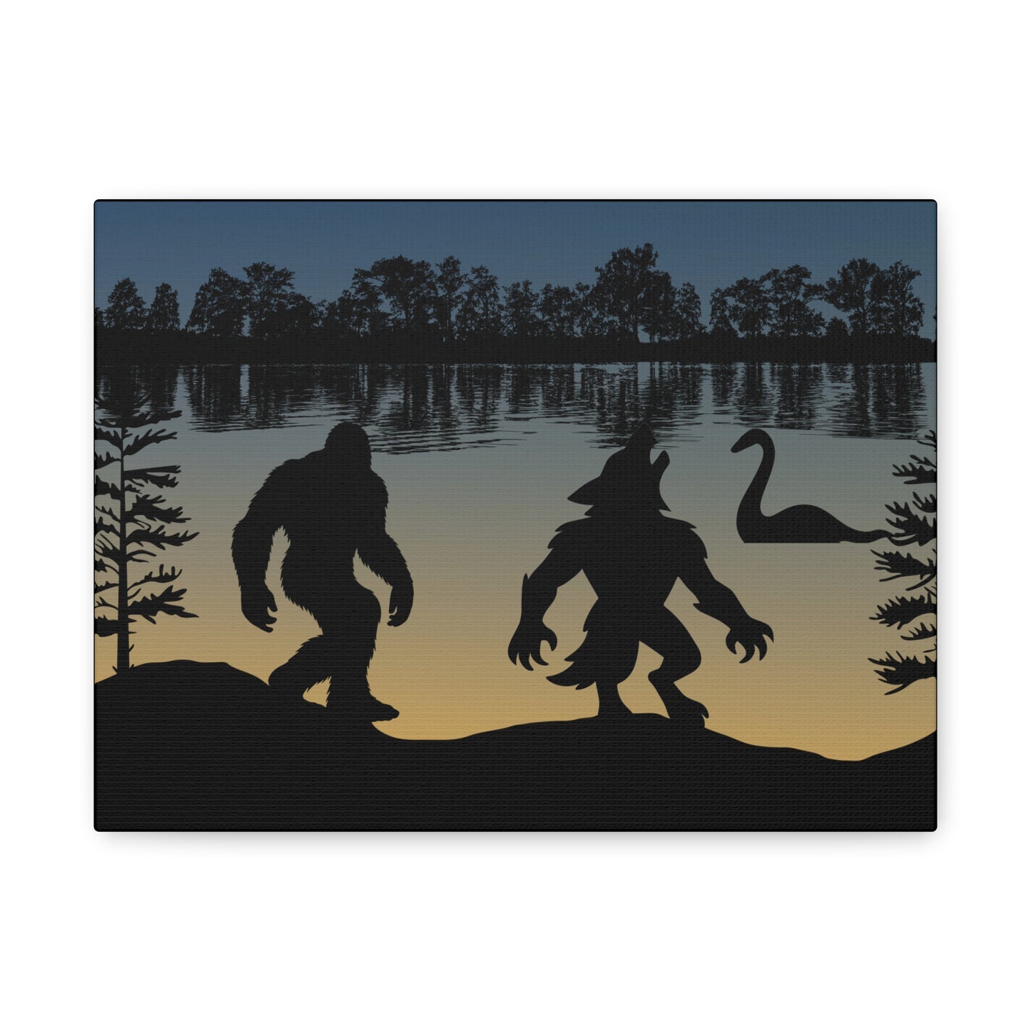 Bigfoot Dogman and Nessi Canvas Art