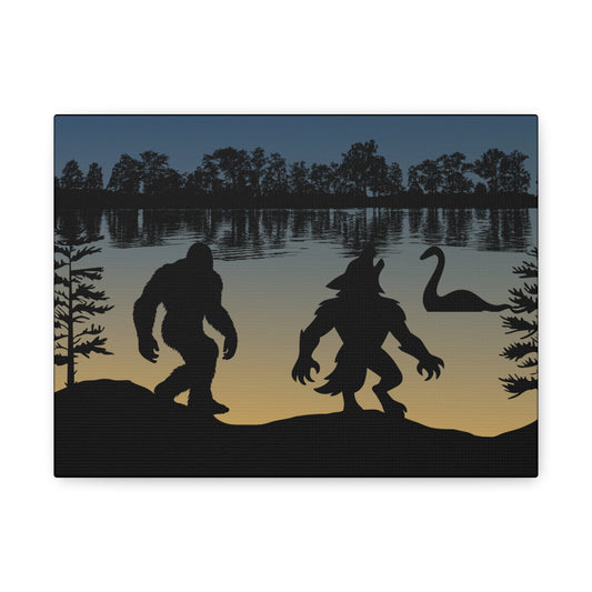 Bigfoot Dogman and Nessi Canvas Art
