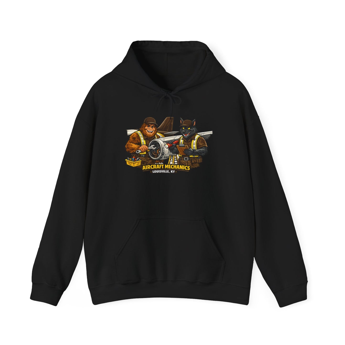 Aviation Mechanics Hoodie — Vintage Airplane Crew Pullover (Aircraft Mechanics, Engine Repair)