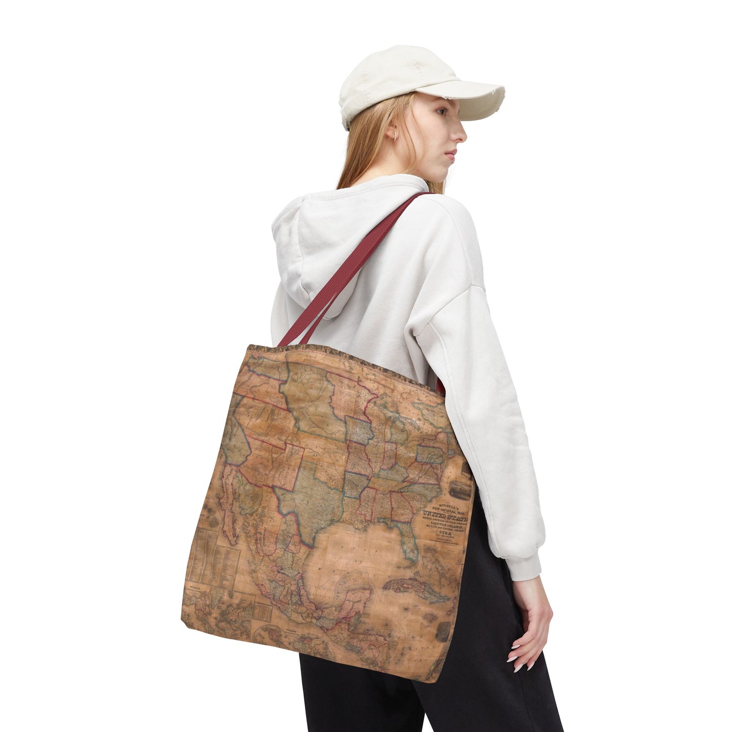 Vintage United States Map Tote Bag  Distressed Antique World Map All-Over Print Tote