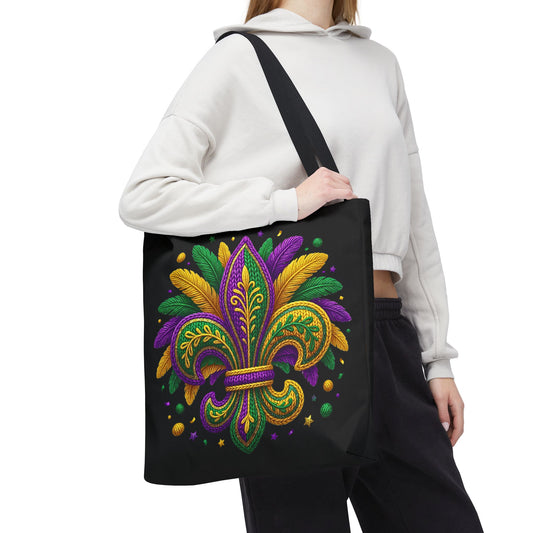 Mardi Gras Fleur-de-Lis Bead Tote Bag 3 Sizes