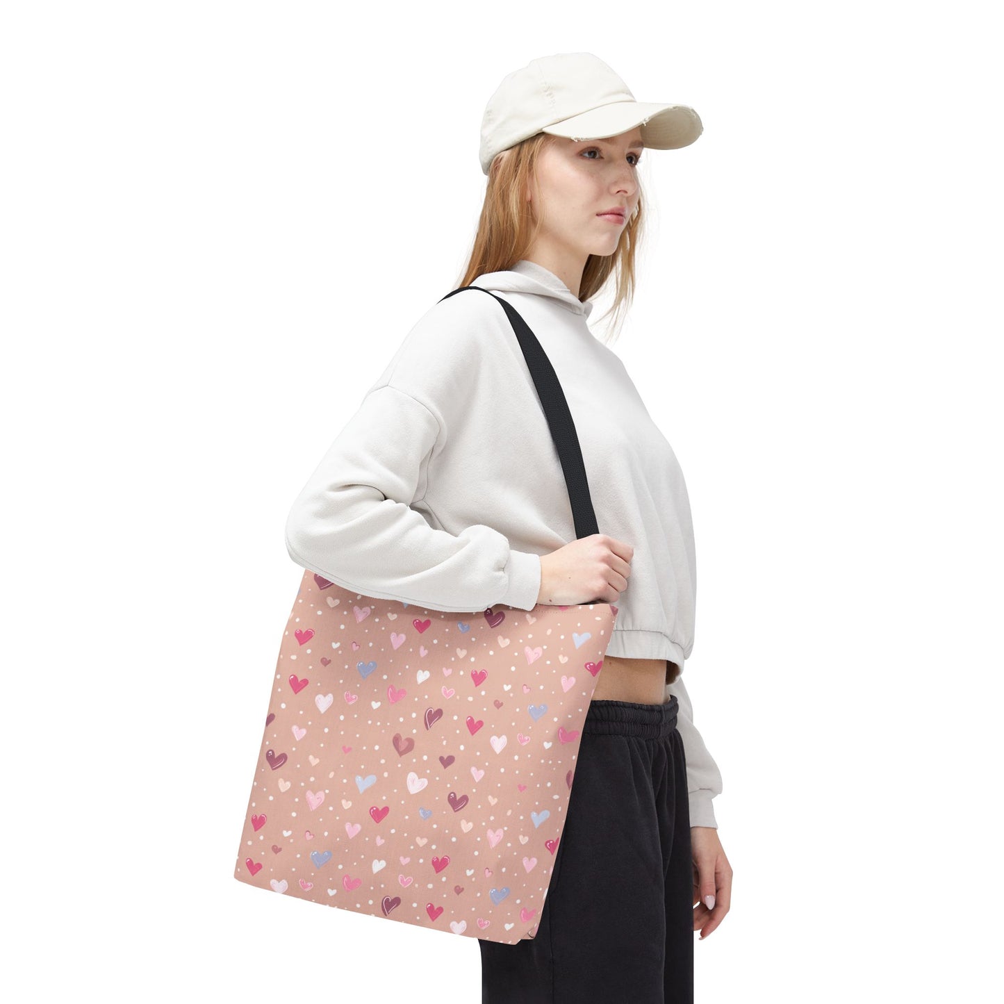 Pink Blush Heart Pattern Tote Bag