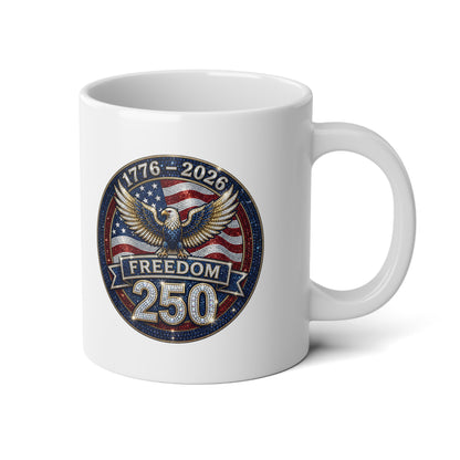 Freedom 250 Years Sparkle Emblem 20oz Jumbo White Mug