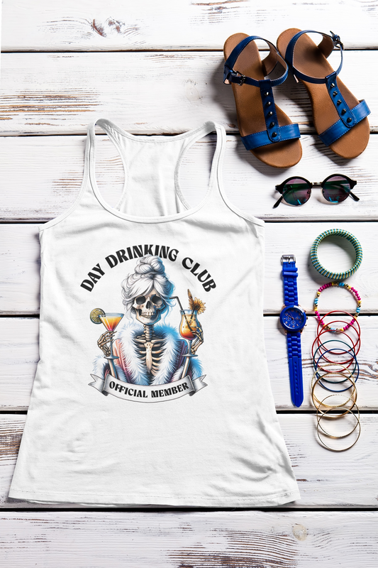 Day Drinking Club Skeleton Racerback Tank Top Gift for Her