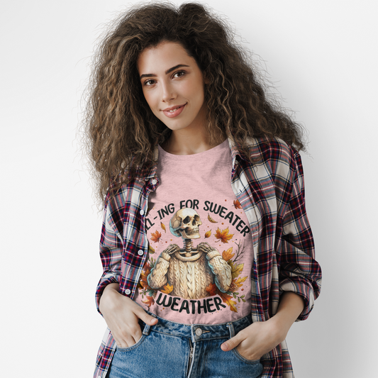 Fall is for Sweater Weather T-Shirt Fall Apparel Halloween Shirt, Cozy Autumn Wear, Seasonal Fashion