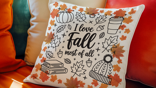 Cozy Fall Pillow Gift I Love Fall Most of All Autumn Decor Seasonal Cushion Home Comfort Thanksgiving Gift