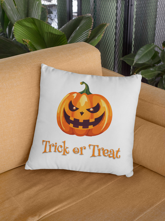 Halloween Outdoor Pillow Trick or Treat Cushion Fall Decor Throw Pillow Spooky Home Accent Pumpkin Pillow for Porch 16 x 16