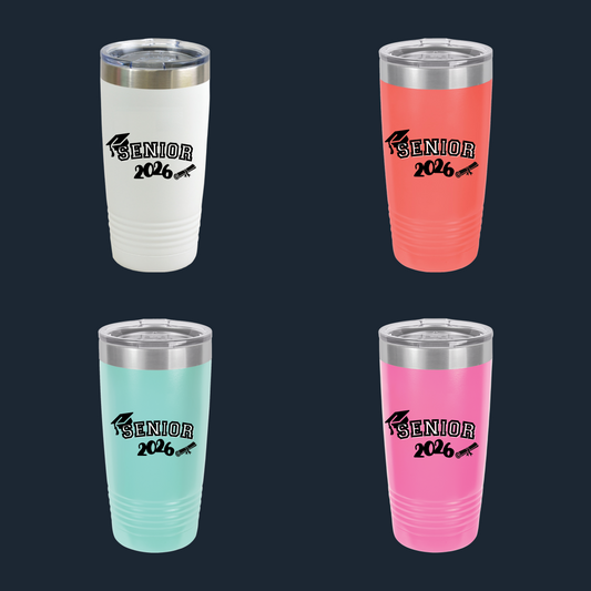 Senior Class of 2026 Insulated  20oz Tumbler, Graduation Gift, College Bound, 20oz Drinkware, Customizable Cup, School Spirit Mug