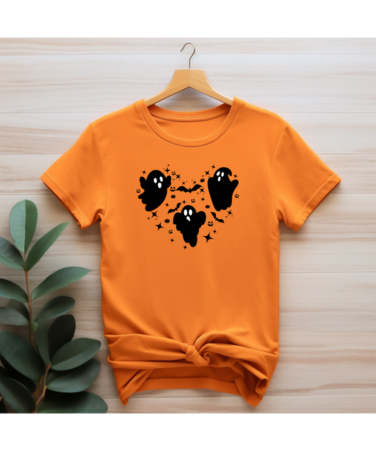 Halloween Ghost Heart Unisex Tee | Fun Halloween T-Shirt, Spooky Apparel, Ghost Lover Gift, Autumn Fashion, Casual Wear