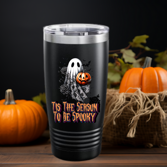 Tis the Season to be Spooky Halloween 20oz Tumbler  Spooky Travel Mug, Pumpkin Design