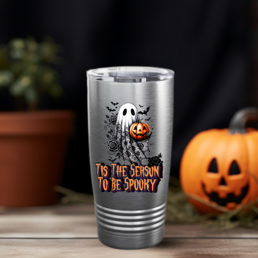 Tis the Season to be Spooky Halloween 20oz Tumbler  Spooky Travel Mug, Pumpkin Design