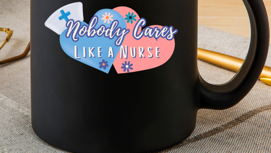 Nurse Appreciation Coffee Mug 15 oz Inspirational Gift for Nurses Custom Black Mug Heart Design Nursing School Graduation
