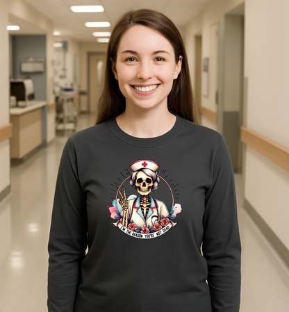 Funny Nurse Skeleton Long Sleeve Tee I'm the Reason You Aren't Dead Bella Canvas Long Sleeve Tee, Halloween Gift, Unisex Funny T-Shirt, Nurse Appreciation Shirt, Unique Medical Apparel, Spooky Shirt [...]