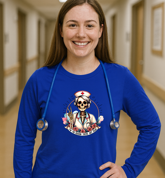 Funny Nurse Skeleton Long Sleeve Tee I'm the Reason You Aren't Dead Bella Canvas Long Sleeve Tee, Halloween Gift, Unisex Funny T-Shirt, Nurse Appreciation Shirt, Unique Medical Apparel, Spooky Shirt [...]