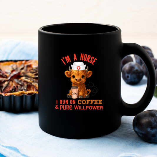 Nurse Coffee Mug 15oz Black Ceramic