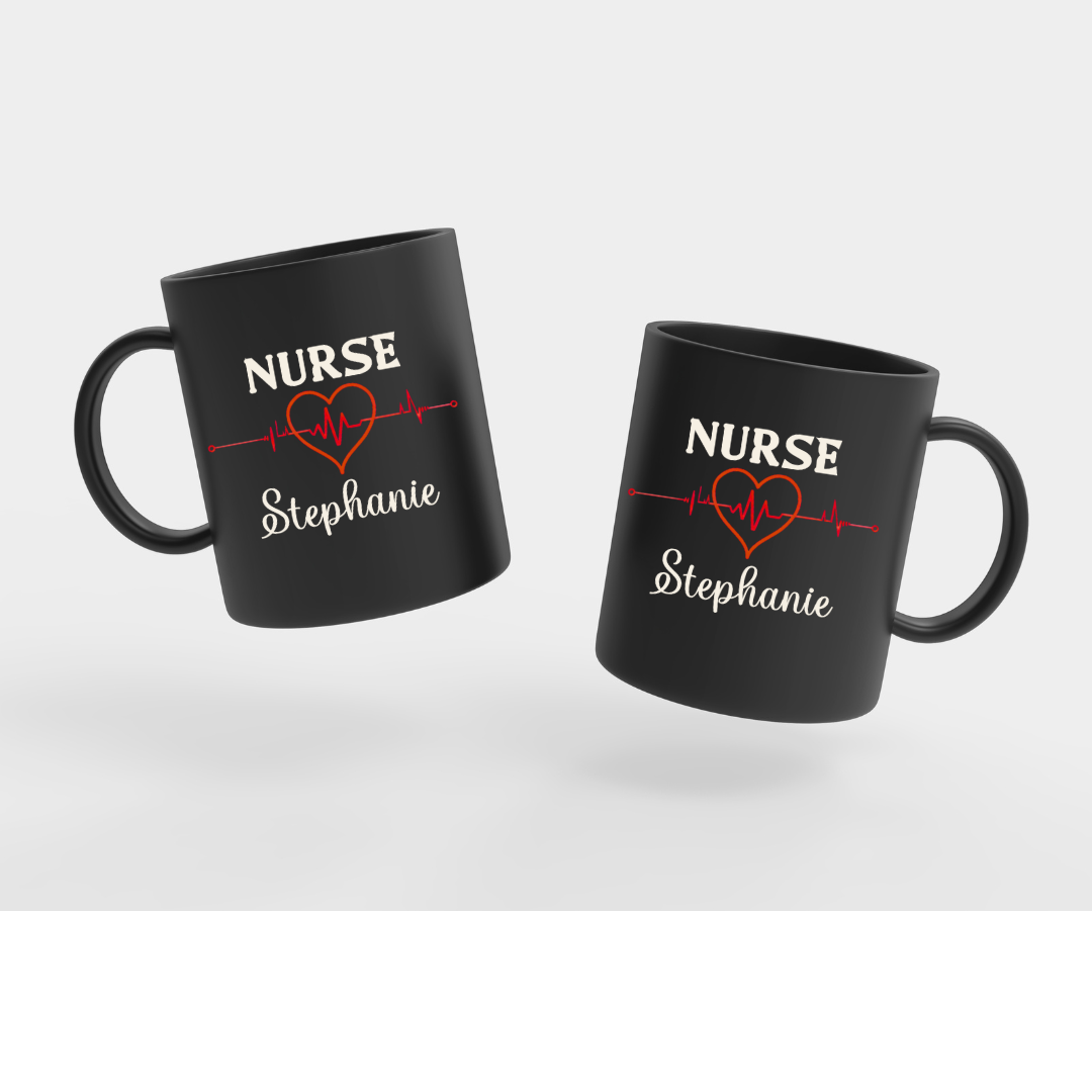 Custom Nurse 15oz Black Ceramic Mug - Perfect Gift for Medical Professionals, Nurse Appreciation, Healthcare Workers, Birthdays