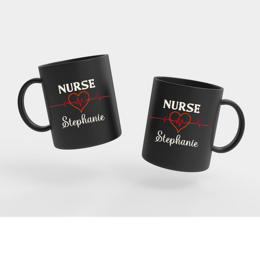 Custom Nurse 15oz Black Ceramic Mug - Perfect Gift for Medical Professionals, Nurse Appreciation, Healthcare Workers, Birthdays