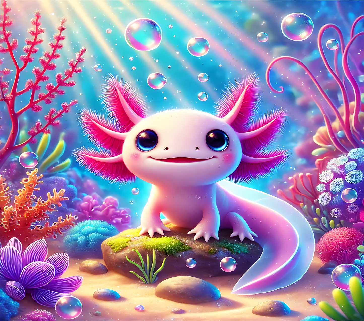 Cute Axolotl 20oz Stainless Steel Tumbler with Lid and Straw