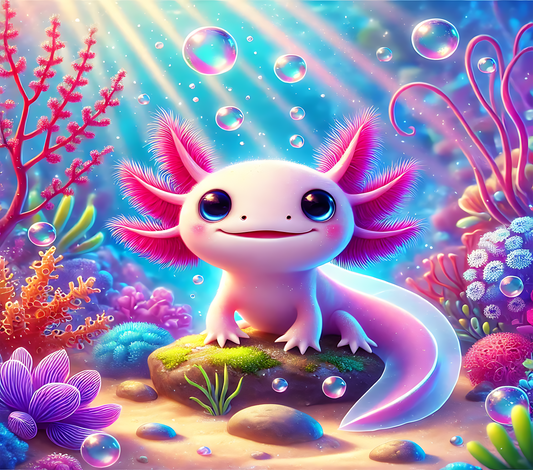 Cute Axolotl 20oz Stainless Steel Tumbler with Lid and Straw