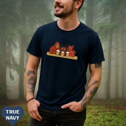 Bigfoot, Mothman and Jersey Devil Drinking Beer Comfort Colors T-Shirt