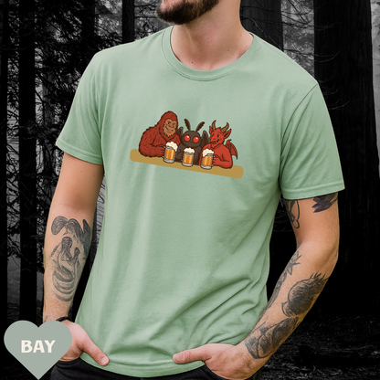 Bigfoot, Mothman and Jersey Devil Drinking Beer Comfort Colors T-Shirt