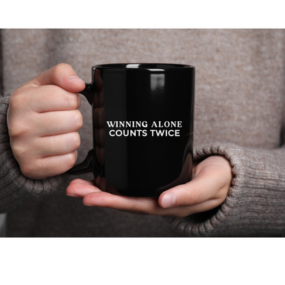 Winning Alone Counts Twice 15oz  Black Coffee Mug