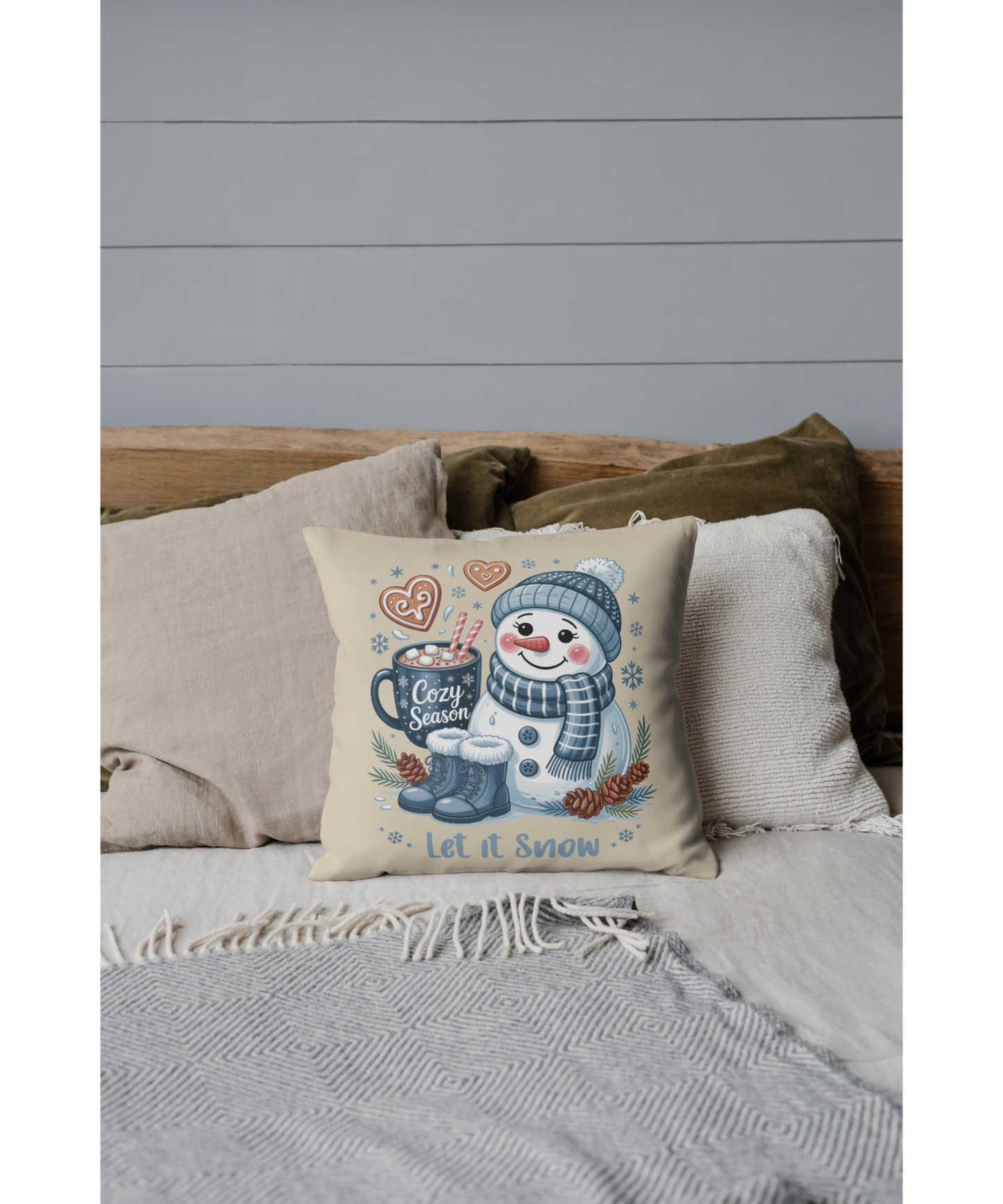 Let It Snow Snowman Indoor - Outdoor Pillow — Cozy Season Winter Decor