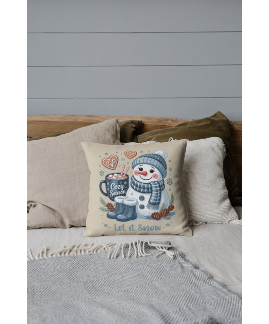 Let It Snow Snowman Indoor - Outdoor Pillow — Cozy Season Winter Decor