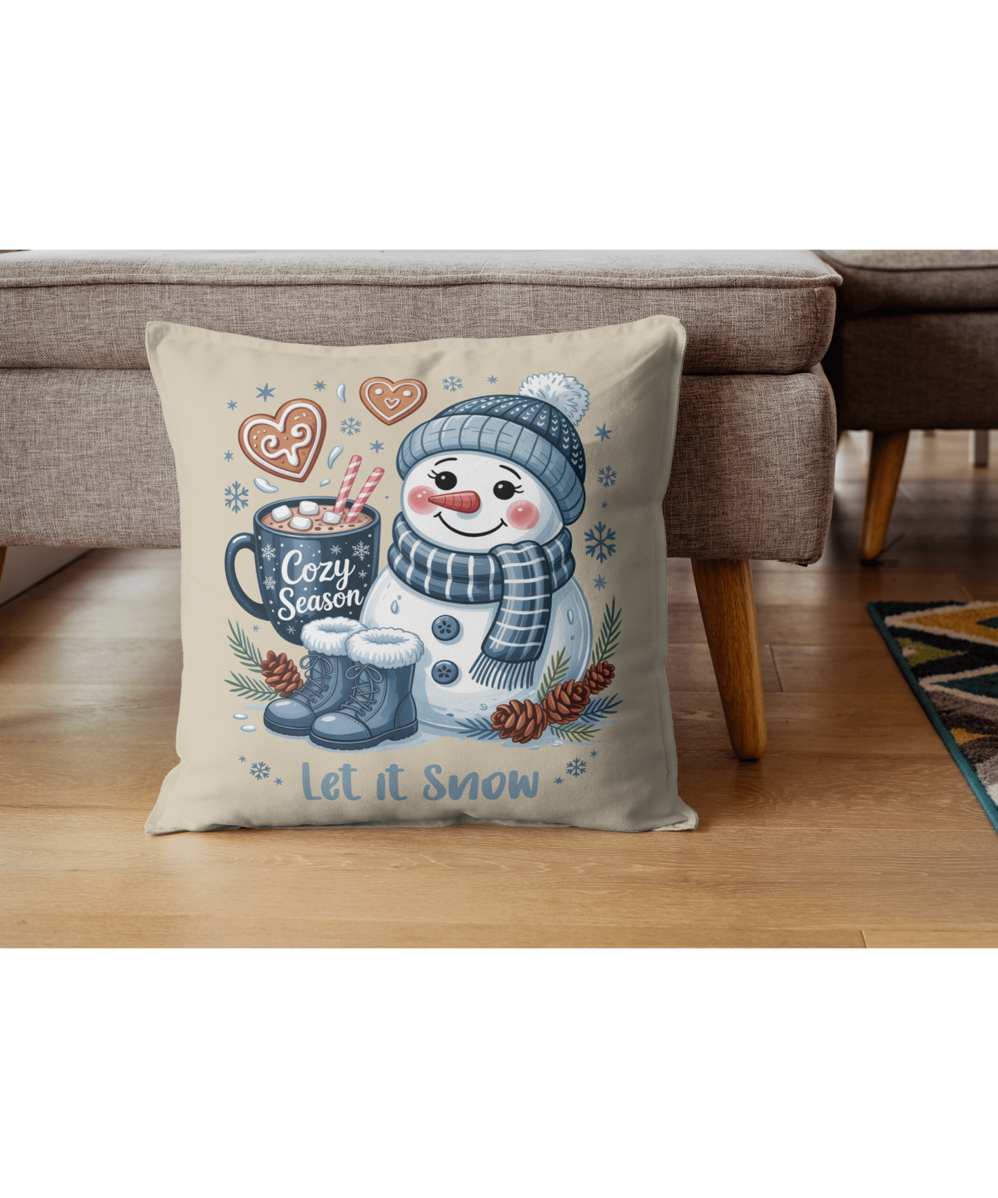 Let It Snow Snowman Indoor - Outdoor Pillow — Cozy Season Winter Decor