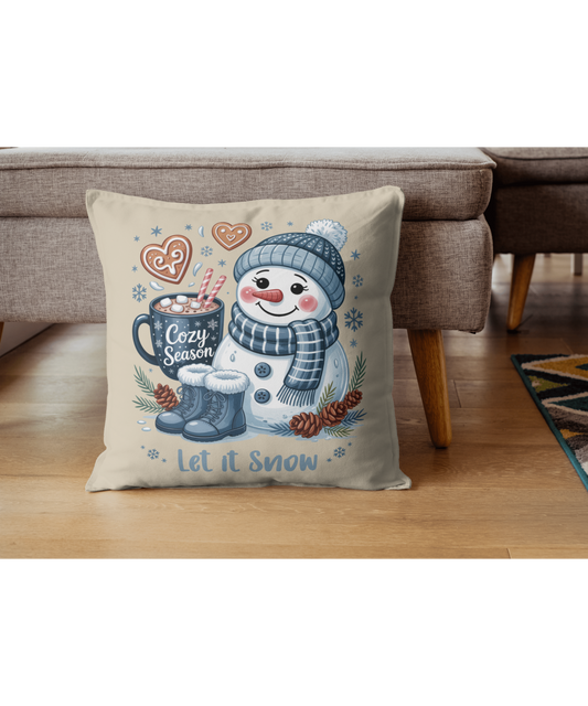 Let It Snow Snowman Indoor - Outdoor Pillow — Cozy Season Winter Decor