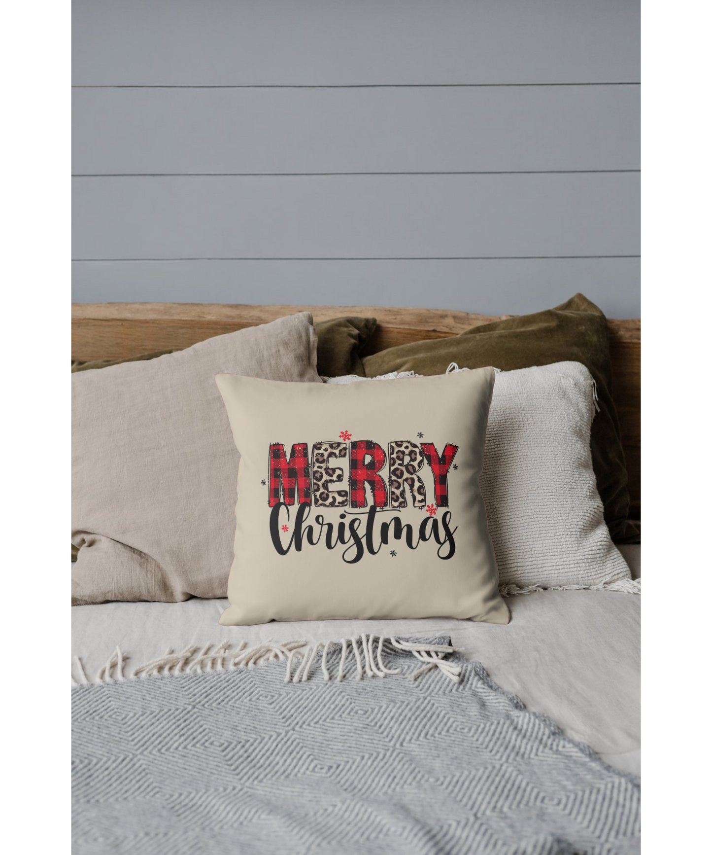Merry Christmas Buffalo Plaid & Leopard indoor - Outdoor Pillow