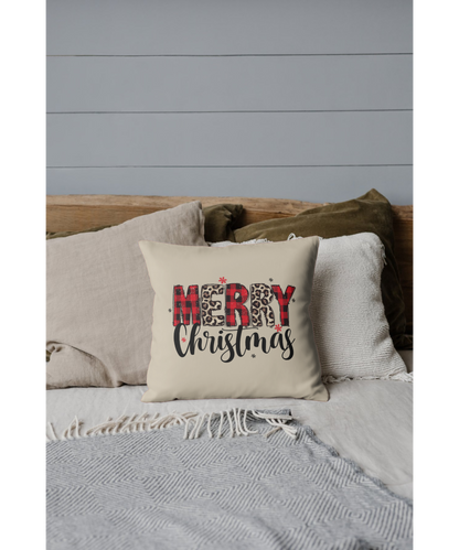 Merry Christmas Buffalo Plaid & Leopard indoor - Outdoor Pillow
