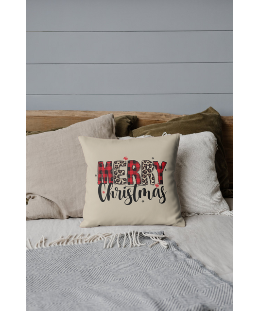 Merry Christmas Buffalo Plaid & Leopard indoor - Outdoor Pillow