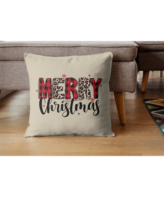 Merry Christmas Buffalo Plaid & Leopard indoor - Outdoor Pillow