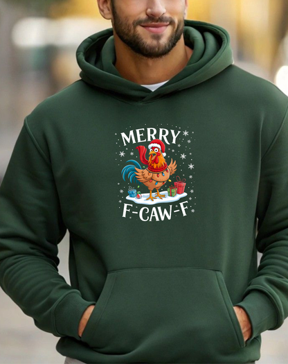 Rooster 'Merry F‑Caw‑F' Christmas Hoodie