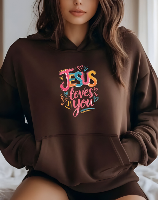 Jesus Loves You Hoodie — Colorful Faith Christian Pullover