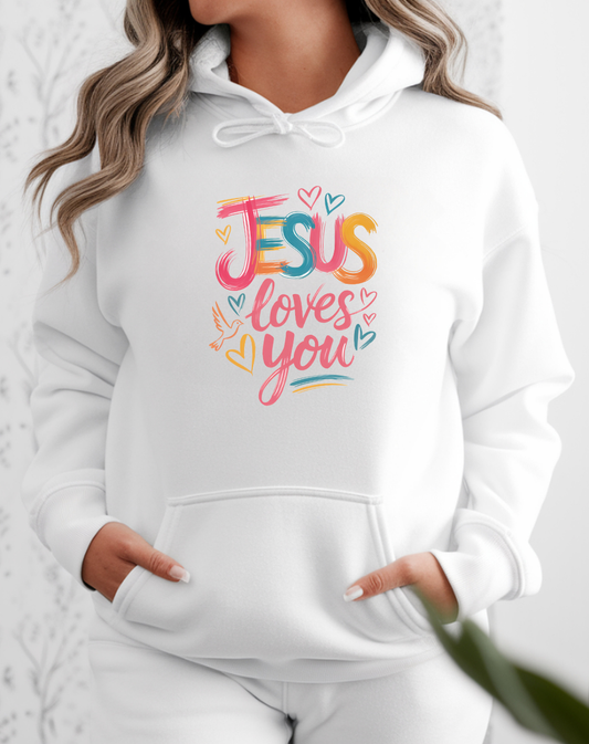 Jesus Loves You Hoodie — Colorful Faith Christian Pullover