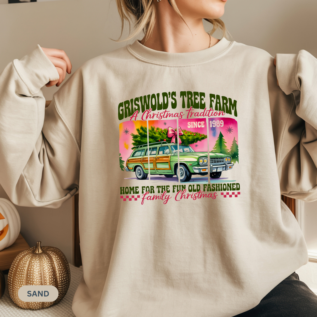 Christmas Tree Farm Sweatshirt — "Griswold's Tree Farm" Vintage Holiday Crewneck