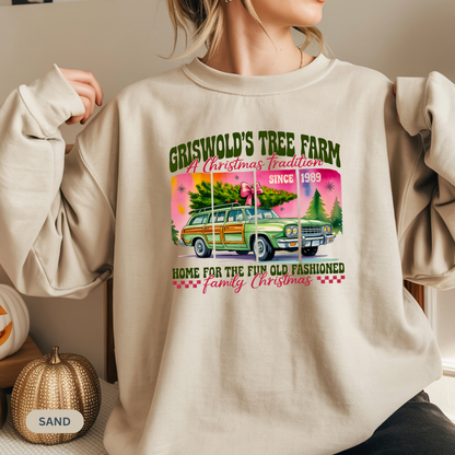 Christmas Tree Farm Sweatshirt — "Griswold's Tree Farm" Vintage Holiday Crewneck