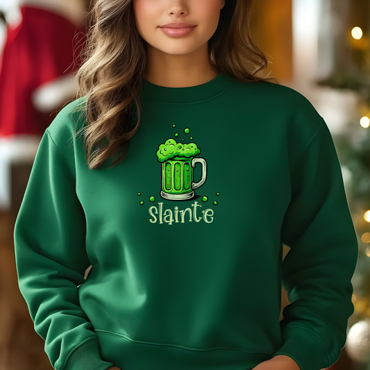 Sláinte Green Beer Sweatshirt — St. Patrick's Day Irish Cheers Crewneck