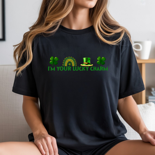 T-Shirt — "I'm Your Lucky Charm" Shamrock & Horseshoe St. Patrick's Day Tee