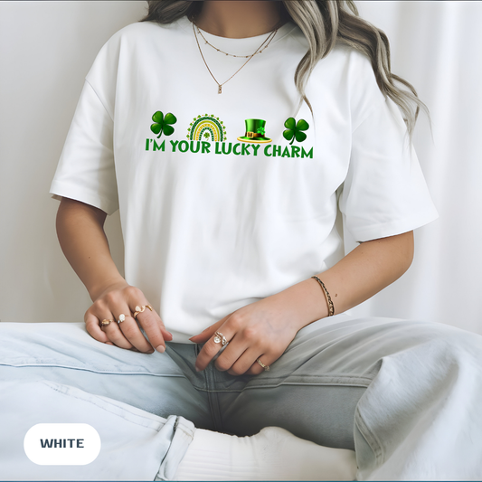 T-Shirt — "I'm Your Lucky Charm" Shamrock & Horseshoe St. Patrick's Day Tee