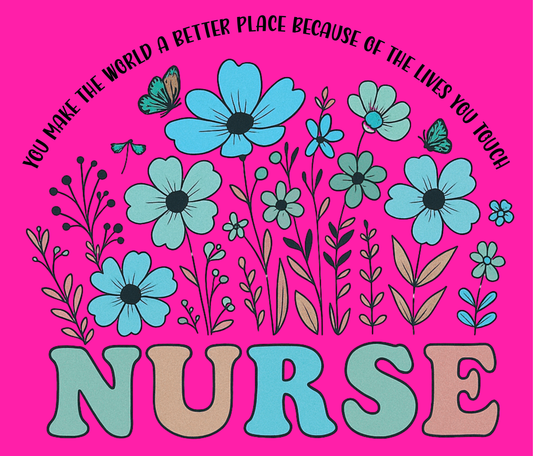 20oz Stainless Steel Tumbler — Pink Floral "Nurse" Tribute