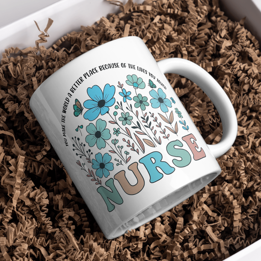 Nurse Retro Flower Coffee Cup 15OZ