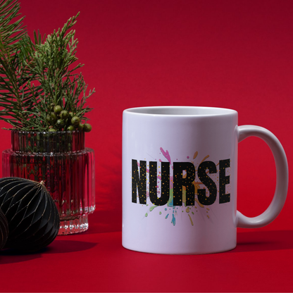 Splatter Paint NURSE 15oz White Coffee Mug