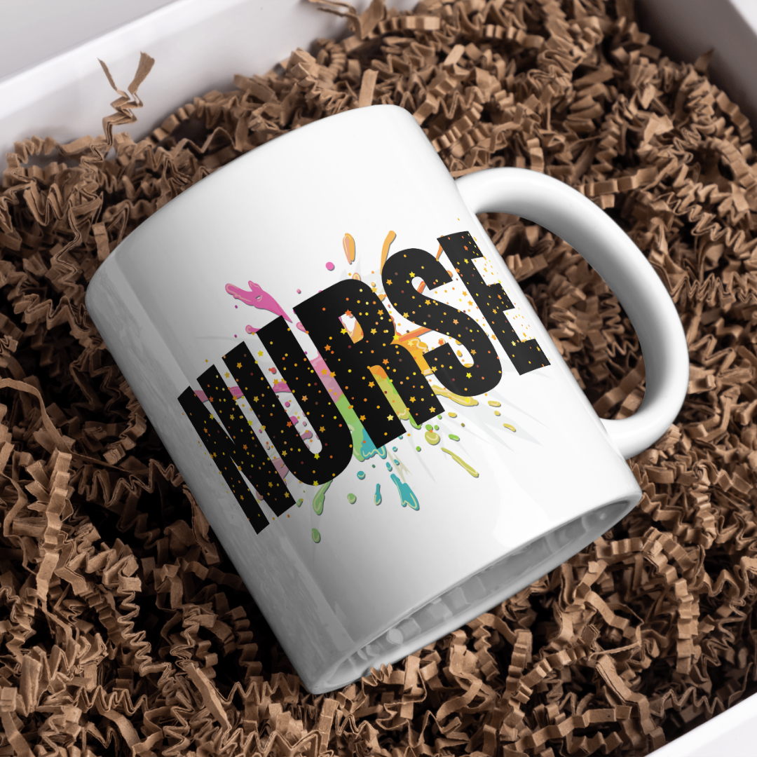 Splatter Paint NURSE 15oz White Coffee Mug