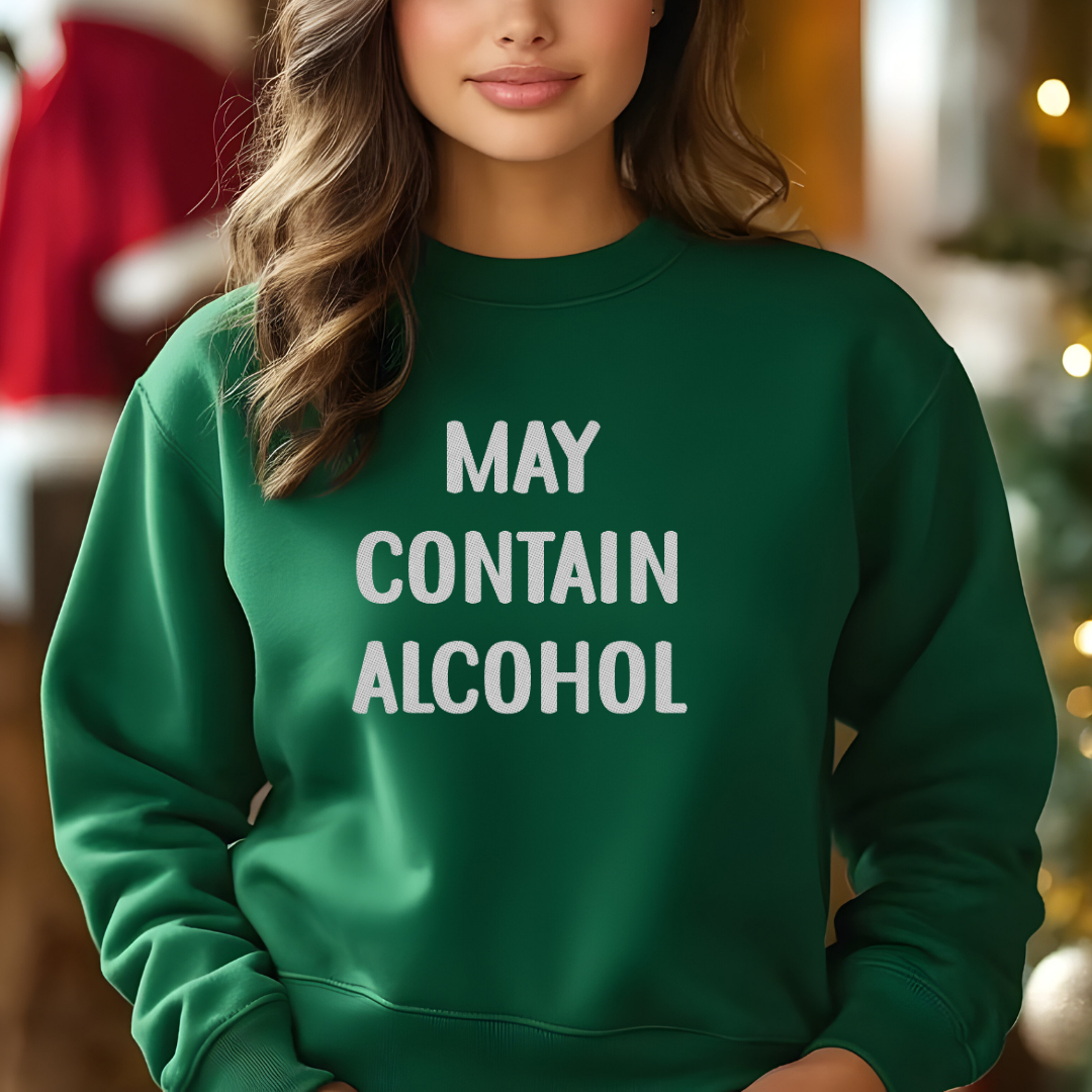 Crewneck Sweatshirt "May Contain Alcohol" – Funny Bar, Party & Friends Pullover